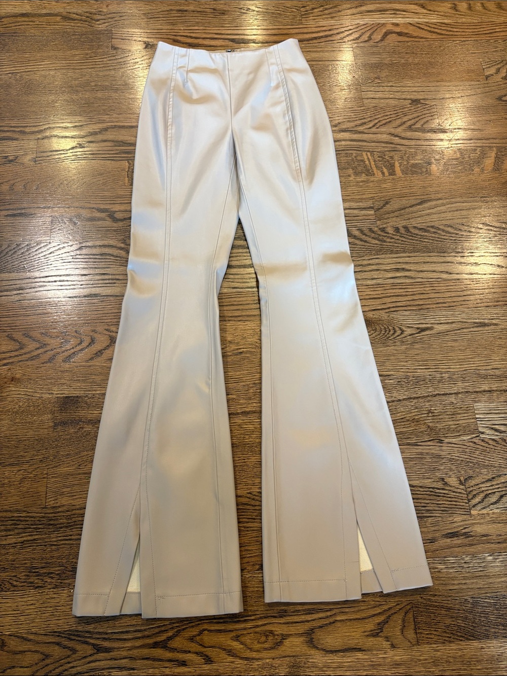 We the Free Cream Flared Split-Hem faux leather Pants, 24